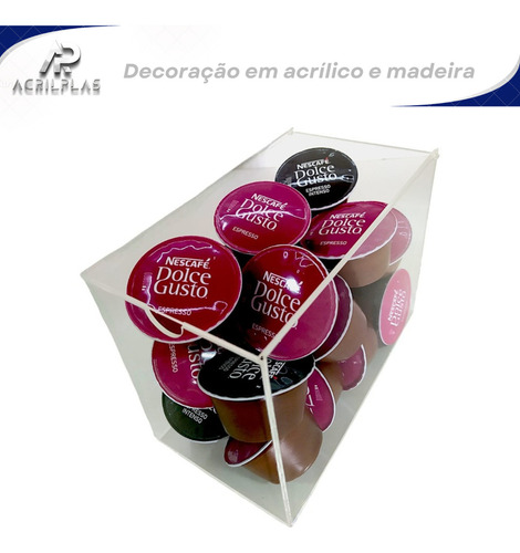 Caixa Porta Cápsulas Acrílica Transparente De Café Cubo Top
