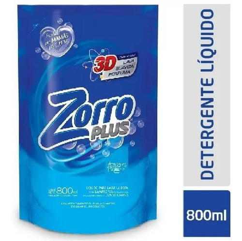 Jabon Liquido Para Ropa 3 D Plus Clasic Repuesto Zorro 800ml