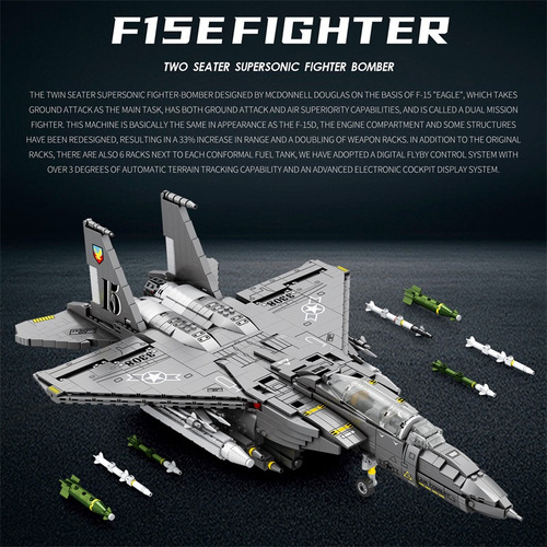 Modelo De Juguete De Bloques De Construcción F-15 Strike Eag
