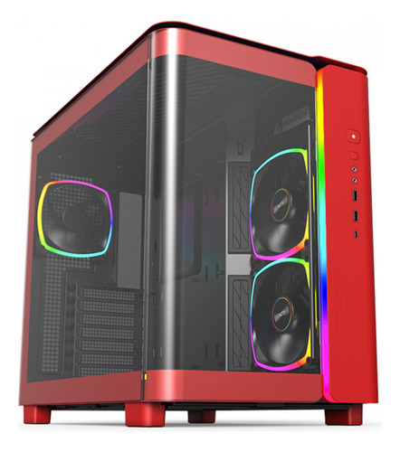 Gabinete Gamer Montech King 95 Pro Mid Tower, Atx Com 6 Fans Cor Vermelho