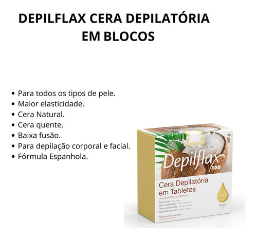 Cera Depilatoria Profissional Em Barras Depilflax Coco 500g