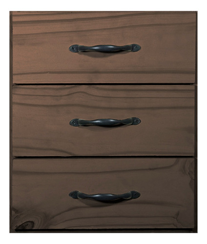 Mesa De Luz Moderna 3 Cajones Sin Patas Dormitorio Sajo Acabado Mate Color Nogal