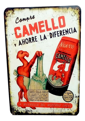 Antiguo Cartel Litografiado Camello Jabón Para Ropa Joya!