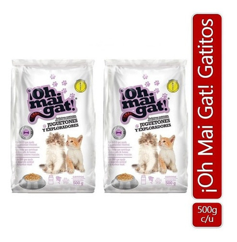 Alimento Para Gatos Oh Mai Gat Gatitos Juguetones 500gr X2