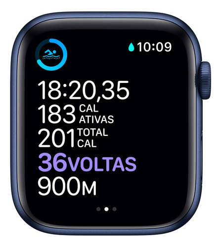 Imagem 4 de 8 de Apple Watch Series 6 (GPS) - Caixa de alumínio azul de 44 mm - Pulseira esportiva marinho-escuro