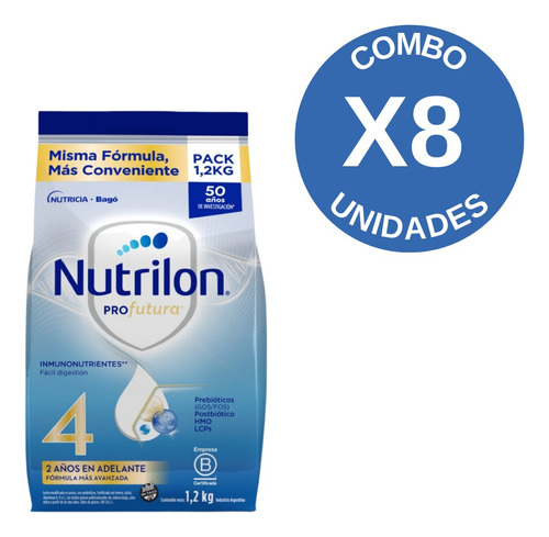 Combo X8 Nutrilon Profutura 4 Leche Fórmula 2 Años 1,2 Kg