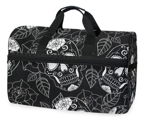 Bolsa Lona Viaje Calavera Azucar Negra Gotica Gimnasio Para