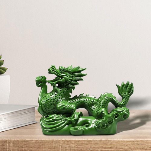 Figurita De Dragón Chino, Adorno Artesanal De Verde