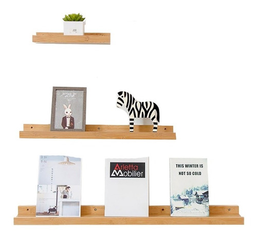 Imagen 3 de 8 de Set X 3 Repisas Libros Madera Pino 100% Maciza Ref: Miami