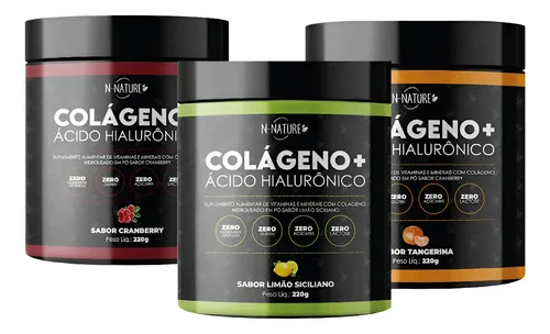 3 Potes Colágeno + Ácido Hialuronico Pele Linda — R$ 78,52 em Mercado Livre, 53% OFF