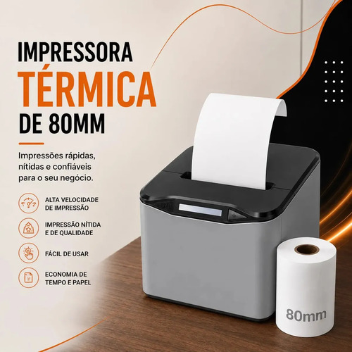Impressora Térmica Não Fiscal 80mm USB Rede Ethernet LAN Com Guilhotina Automática Cupom PDV NFC-e SAT QR Code Bivolt Alta Velocidade Hol...