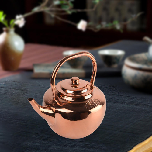 Tetera De Cobre, Tetera, Infusor De Té 3l Caño Corto Rojo