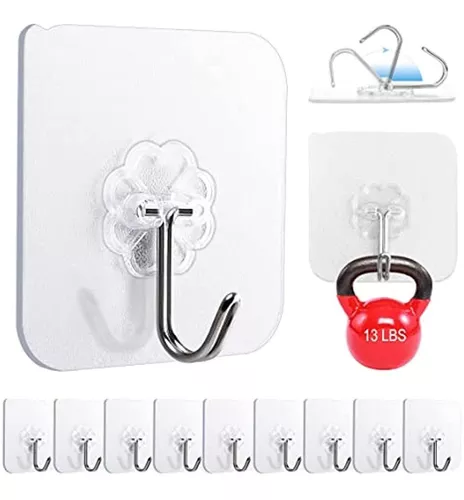 BIBBOSTORE® 12 Ganchos Autoadhesivos Ultrafuertes, Parches Adhesivos para  Colgar Cuadros sin Clavos, Pack Adhesivos cuelga fácil, Ganchos de Pared