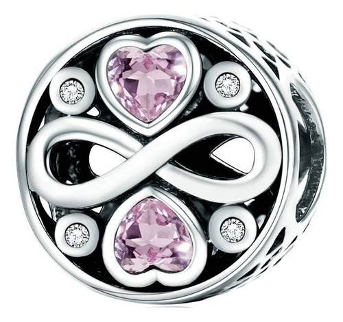 Charm Circular Infinito De Amor Con Zirconias 100% Plata.925