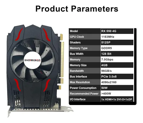 Tarjeta Gráfica Amd Radeon Rx 550 4gb, Gddr5 128 Bit Vide...