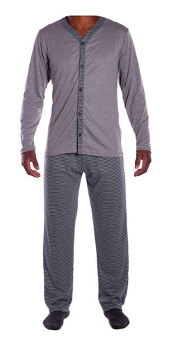 Roupa De Dormir Victory Masculino Canelado Com Botão Inverno