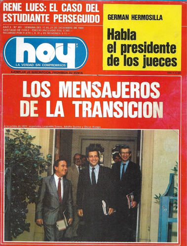 Revista Hoy N° 491 / 15 A 21 Diciembre 1986 / Mensajeros Tra