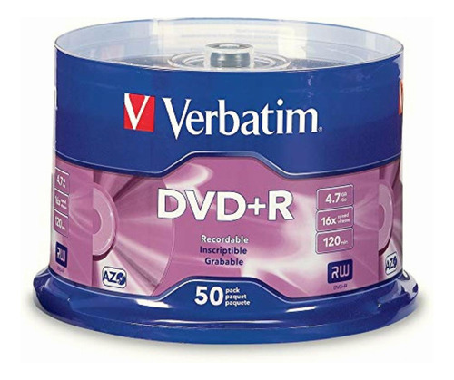 Verbatim 95037 Dvd+r 4.7gb 16x Azo Recordable Media Disc 50