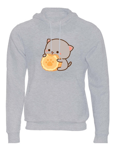 Imagen 2 de 3 de Buzo Capucha Gris Gatitos Huella Hombre Mujer Niños