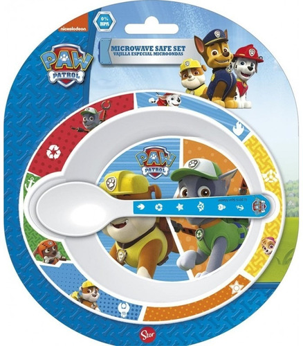 2 Pz Microondas Plato Cuenco Cuchara Paw Patrol