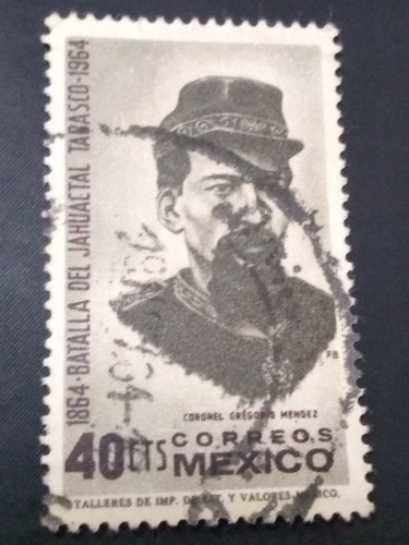 Timbre Postal México  Batalla De Jahuacatal Tabasco 1964