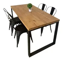 Comprar Mesa Comedor Industrial De Madera Hierro 160x80 Envio Gratis