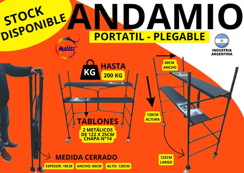 Andamio Portatil Plegable Soporta 200kg C