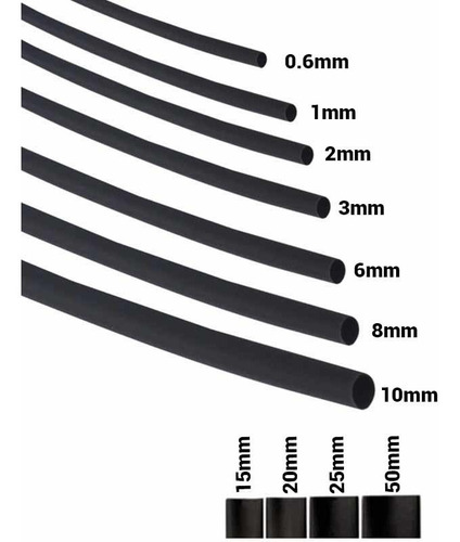 Termofit Negro Diametro 2mm 5 Metros Termocontractil