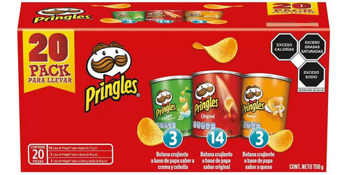 Pringles Papas Botana Paquete Surtido De 20 Pzas Snack
