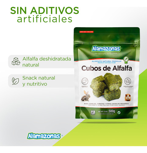 Kit 2 Cubos De Alfalfa Snack Conejo 500g Rabbit Alamazonas