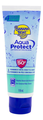 Protetor Solar Loção Aqua Protect FPS 50+ Banana Boat Bisnaga 118ml