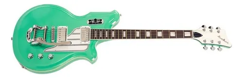 Guitarra eléctrica Eastwood Airline Map DLX de caoba seafoam green con diapasón de palo de rosa