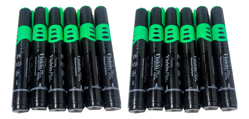 Marcatextos, Vision Plus, Verde Fluor, 1 Caja/12 Pzs. Verde