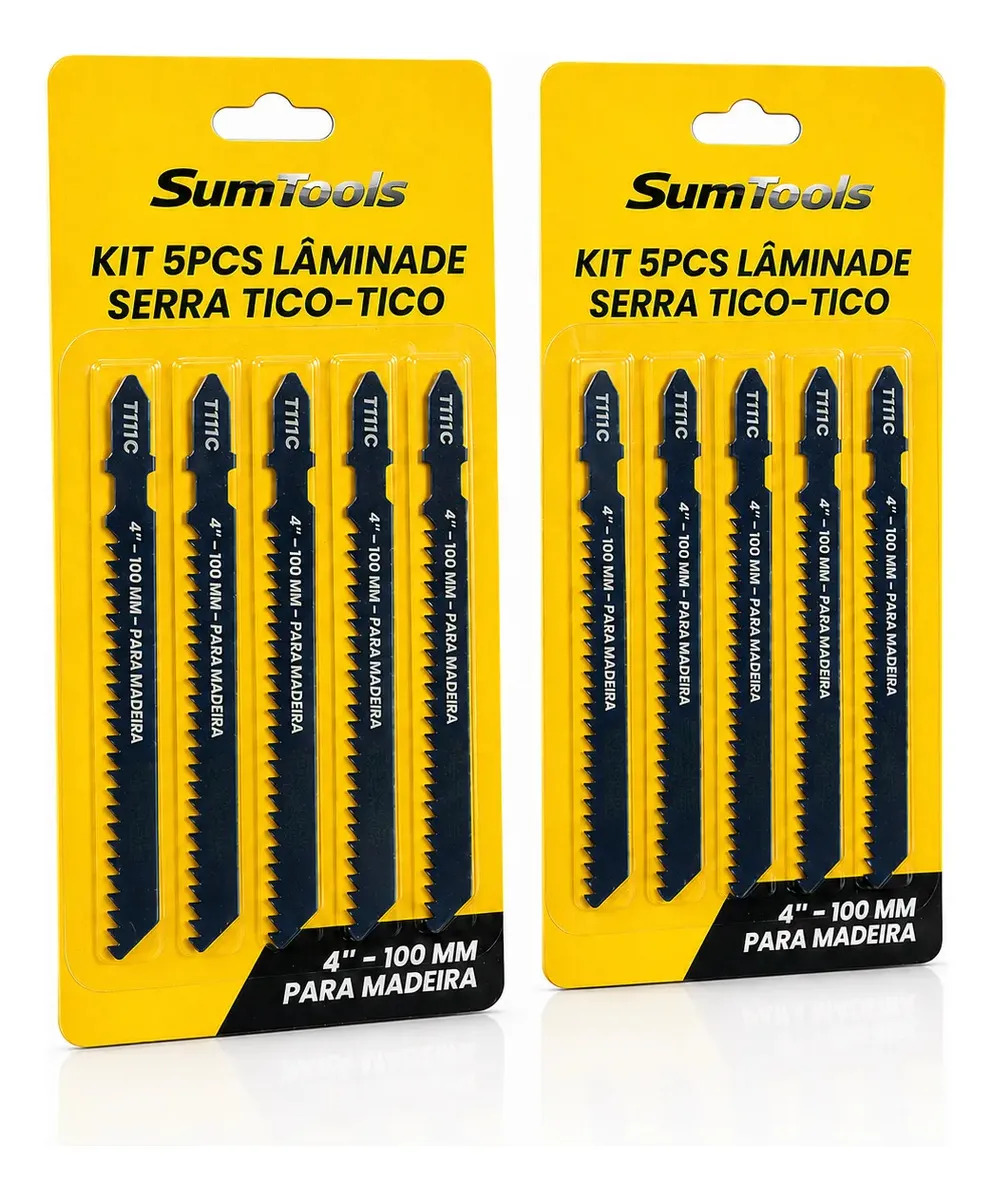 Kit 10 Laminas Para Serra Tico Tico Madeira Mdf Pvc Drywall Marcenaria Carpintaria Profissional Encaixe Tipo T Reposição Lâmina Corte Reto Curvo Serra Elétrica Tico-Tico T144D