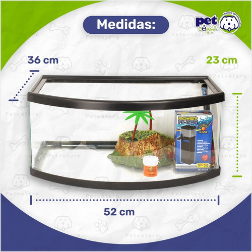 Imagen 3 de 10 de Kit Tortuguero Equipado | Pecera Panoramica | Tortugas