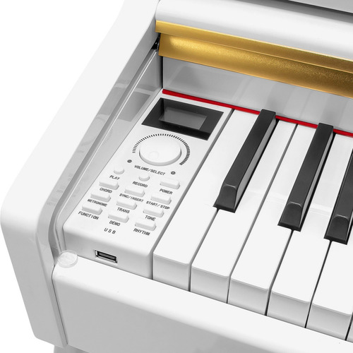 Piano Digital 88 Teclas Teclado Electrico 15v 3a 900 Ritmos Color Blanco