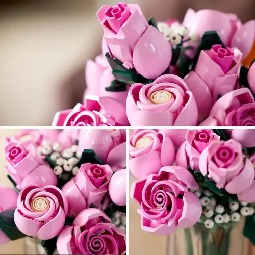 Buquê de flores de rosas rosa LEGO® Botanicals 10374