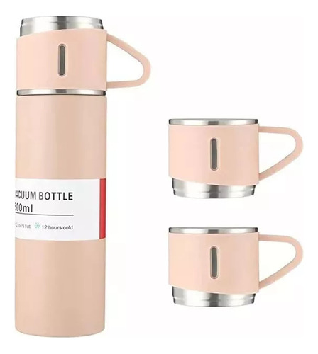 Kit 40 Garrafas Térmicas De 500ml C/ 3 Xícara - Cor Preta