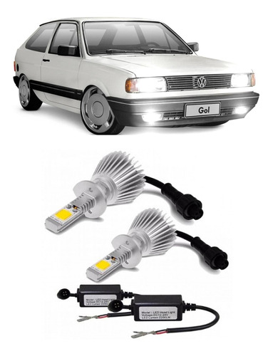 Kit Lâmpada Super Led 6000k Farol De Milha Gol Quadrado 1987