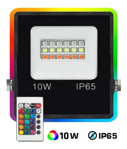 Reflector Led 10w Rgb 16 Colores Control Remoto Exterior 900l