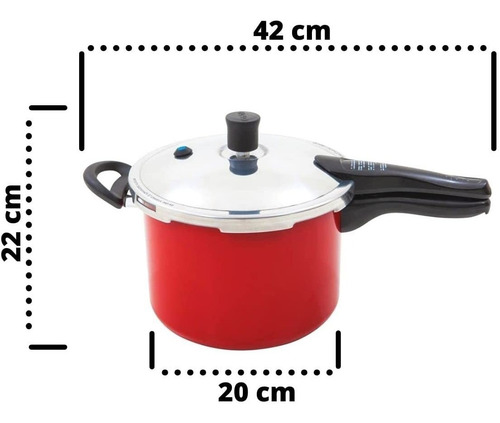Imagem 2 de 6 de Panela De Pressão 4,5 Litros Cozinha Original Nigro Vermelha