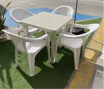 Comprar Juego Comedor Mesa Cuadrada +4 Sillas Plasticas Gama\u002Fcolores
