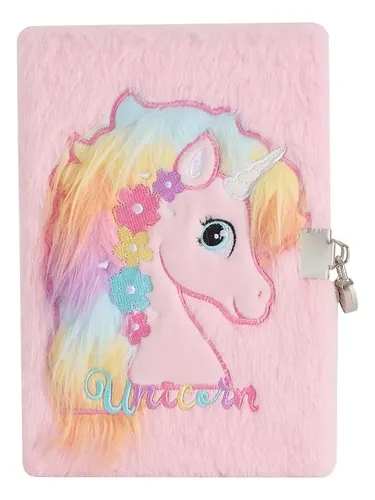 Toyvian Cuaderno De Peluche Unicornio Con Candado – Diario Para Niñas, Papelería Bonita Y Segura Con Cierre