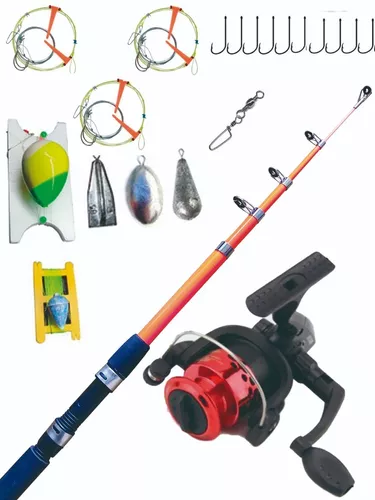 Combo Equipo Pesca Variada Caña 2.10m Reel Caja Accesorios