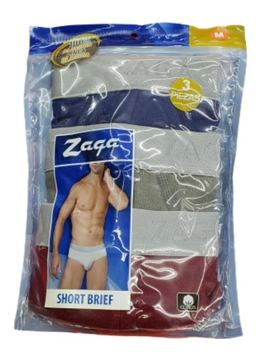 Zaga Short Brief Bikini Cab 100% Algodon 3 Pack Fl