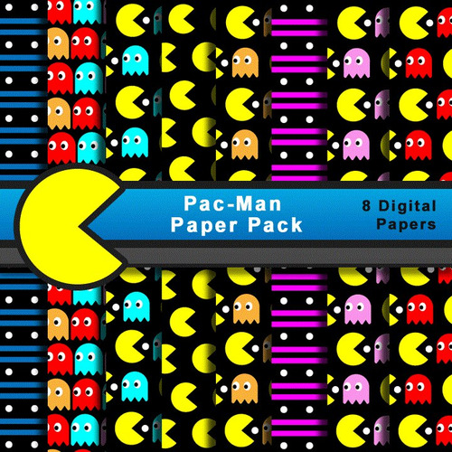 Kit Imprimible Pack Fondos Pac Man Clipart Cod 1