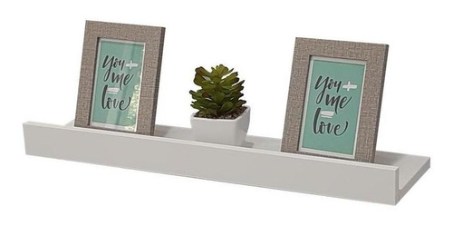 Imagem 2 de 7 de Prateleira Porta Quadros 80 X 15cm Branca Suporte Invisível