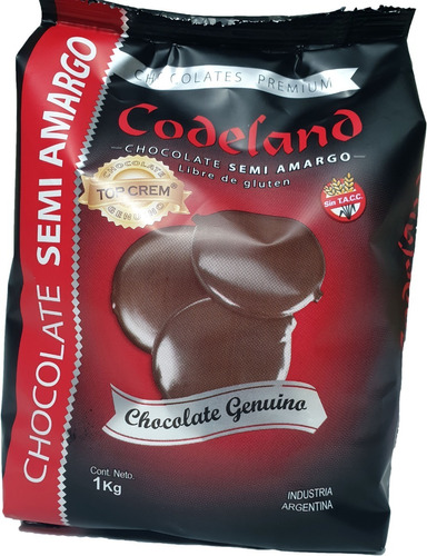 Chocolate Cobertura De Reposteria Semi Amargo Codeland X 1kg