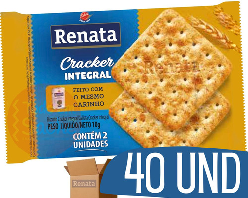 Biscoito Em Sache Cream Cracker Integral Bolacha Renata 40 U