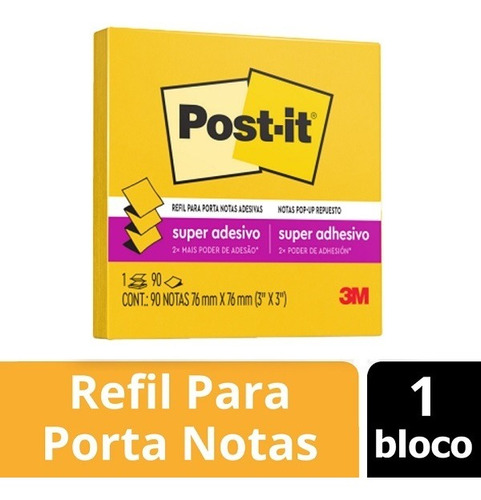 Post-it Amarelo Sol 76mm X 76mm 90 Folhas 3m